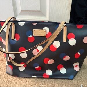 kate spade Navy Polka Dot Tote with Red, White & Pink Accents